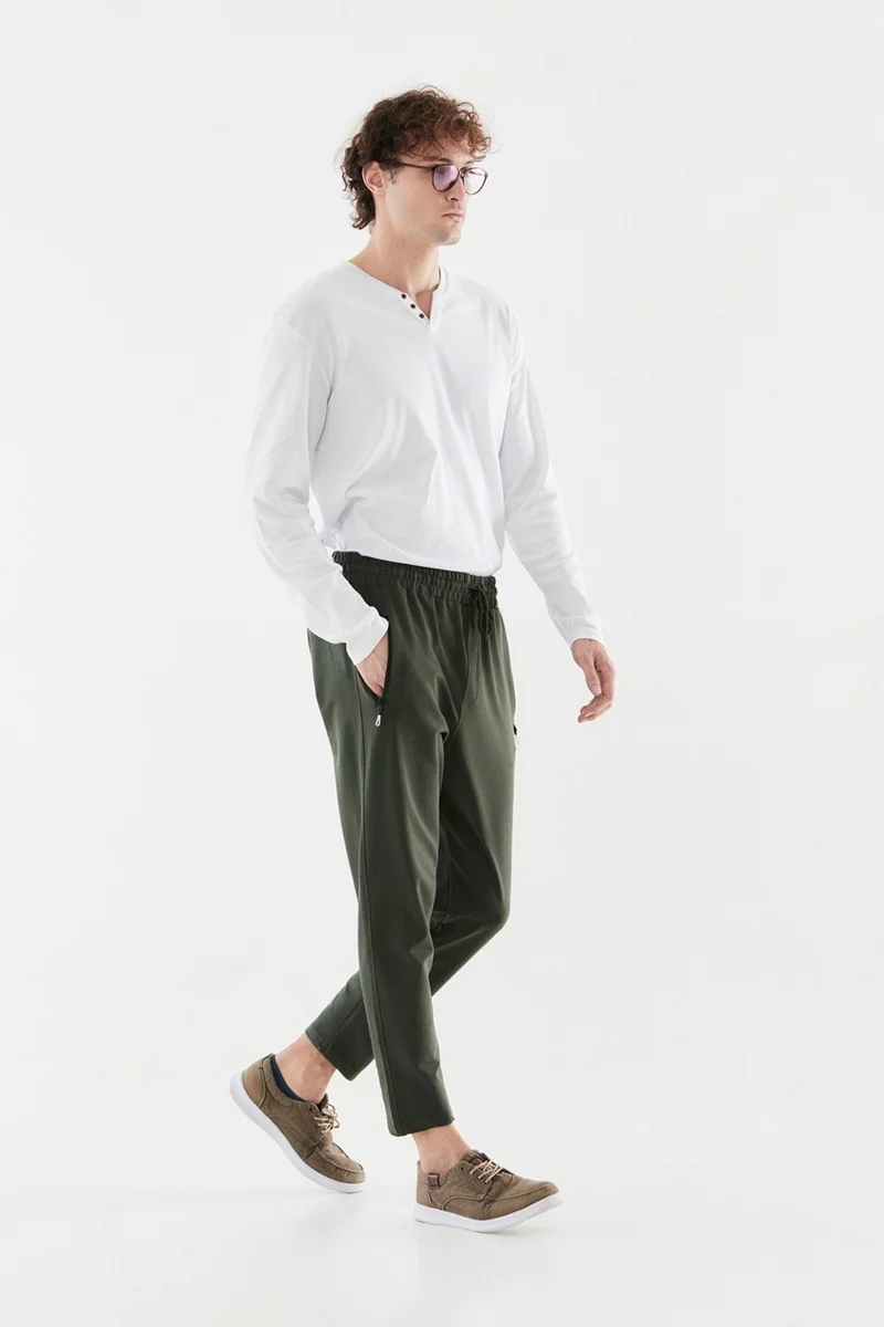 FullaModa Printed Elastic Waist Pipe Leg Sweatpants