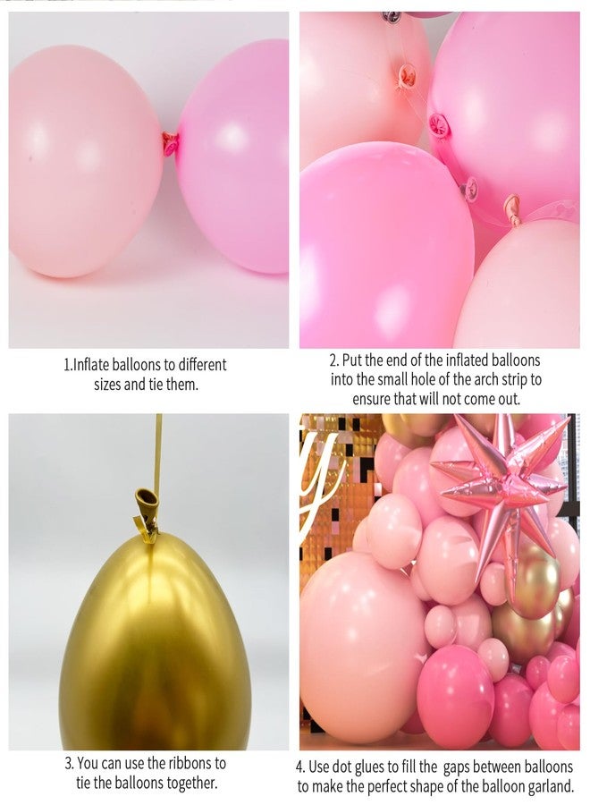 OWPFJG 161pcs Pink Balloons Arch Kit, Pastel Macaron Pink and Gold White Balloons With 3pcs Starburst Foil Balloons for Birthday Baby Shower Bridal Shower Wedding Valentine’s Party Decorations - Image 3