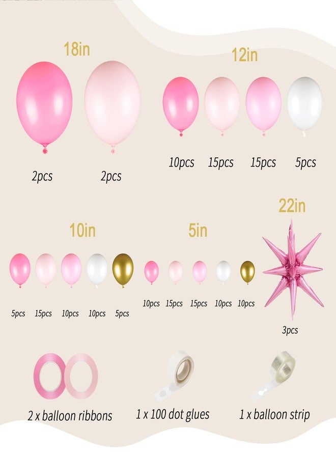 OWPFJG 161pcs Pink Balloons Arch Kit, Pastel Macaron Pink and Gold White Balloons With 3pcs Starburst Foil Balloons for Birthday Baby Shower Bridal Shower Wedding Valentine’s Party Decorations - Image 2