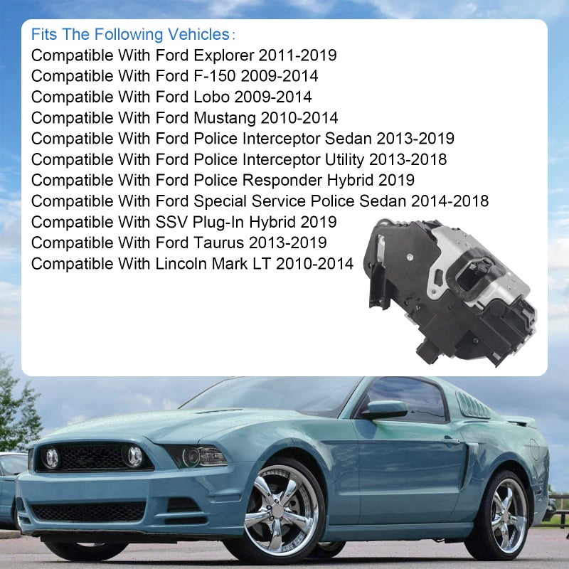 DICMIC Front Left Driver Side Door Lock Latch Actuator Compatible with 2011-2019 Ford Explorer 2009-2014 Ford F-150 2010-2014 Ford Mustang 2010-2014 Lincoln Mark LT Replace# 9L3Z5421813A - Image 2