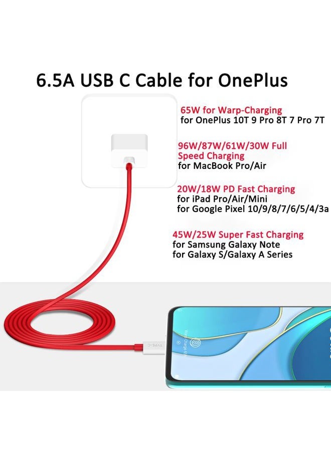COOYA 65W Warp Charge Cable for OnePlus 9 Pro 8T Charging Cable USB C to USB C Cable Compatible for MacBook Air MacBook Pro 13 Inch 2020, 6.6FT Super Fast Charging Cord for Samsung S21 Ultra 5G S20 FE - Image 2