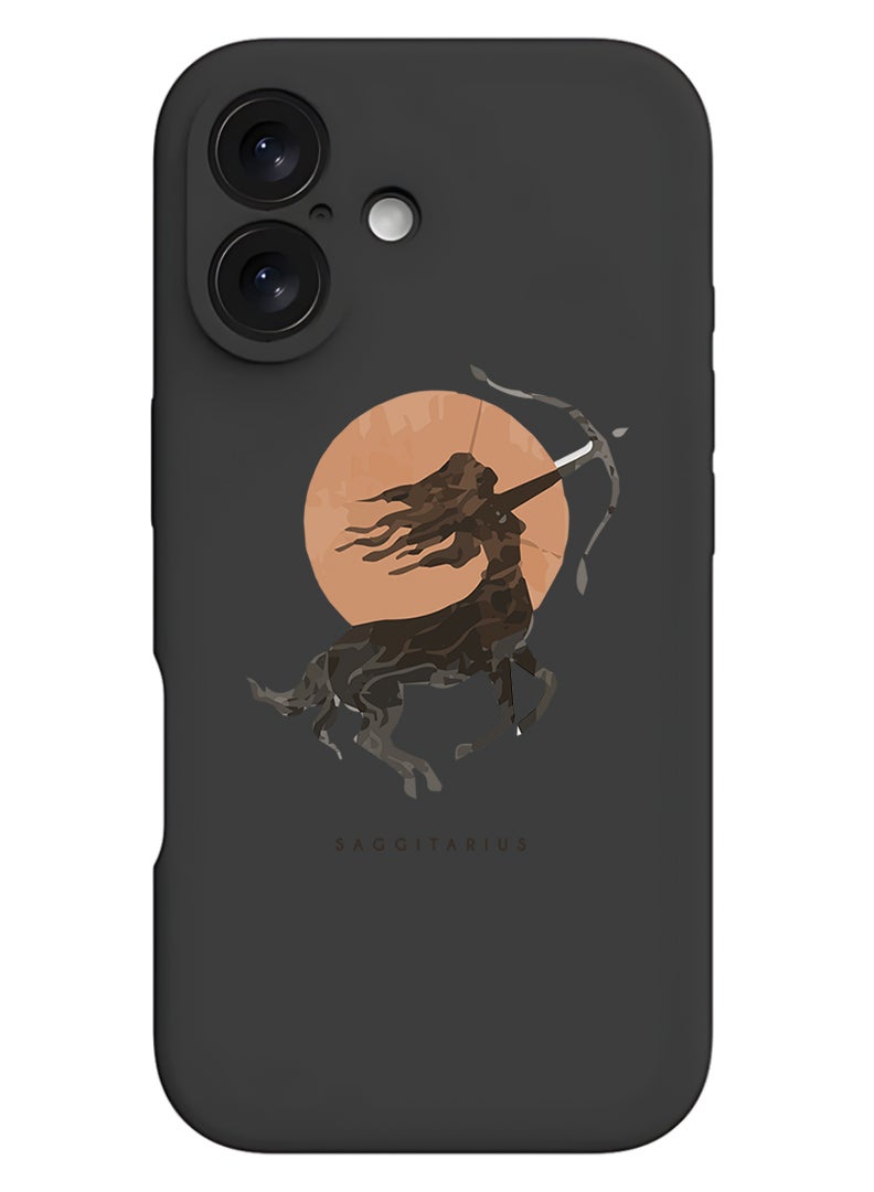 Theodor Protective Slim Fit Case Liquid Silicone Cover with Full Body Protection Anti-Scratch Shockproof Case For Apple iPhone 17 (Black) Sagittarius - Image 1