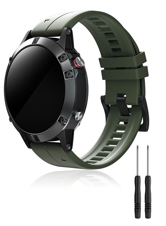 Silicone watch strap 22mm Compatible with Garmin watch Fenix 7 | Fenix 6 | Fenix 5 | 6 Pro | 5 Plus | Approach S60 | Forerunner 945 Smartwatch strap,watch band (Army Green) - Image 1