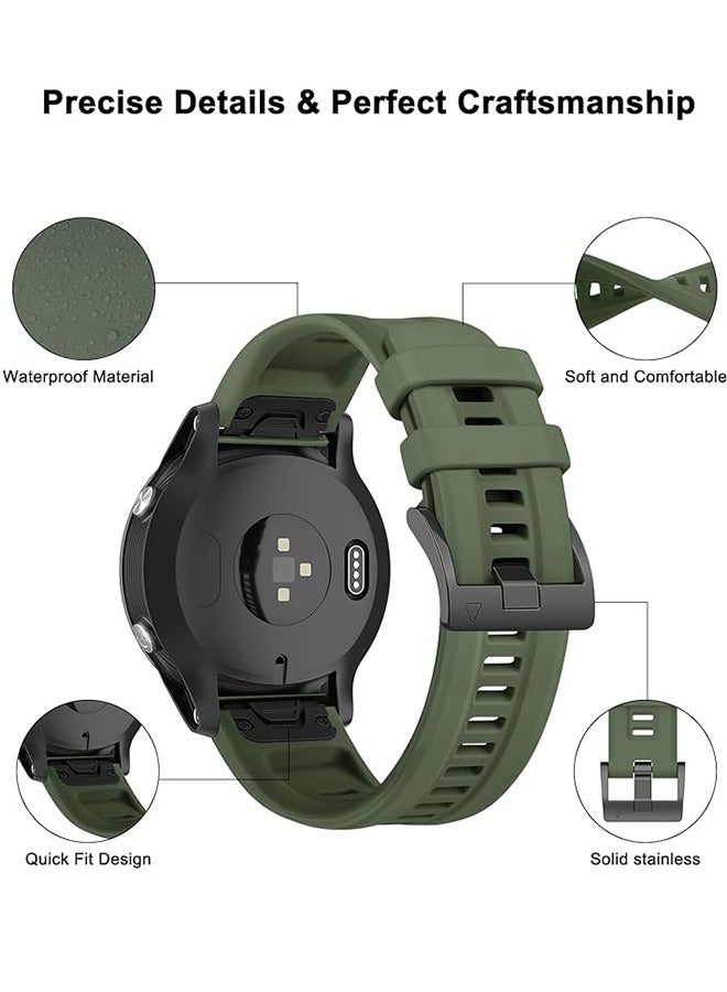 Silicone watch strap 22mm Compatible with Garmin watch Fenix 7 | Fenix 6 | Fenix 5 | 6 Pro | 5 Plus | Approach S60 | Forerunner 945 Smartwatch strap,watch band (Army Green) - Image 2