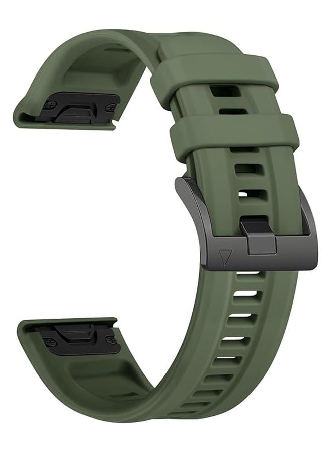 Silicone watch strap 22mm Compatible with Garmin watch Fenix 7 | Fenix 6 | Fenix 5 | 6 Pro | 5 Plus | Approach S60 | Forerunner 945 Smartwatch strap,watch band (Army Green) - Image 5
