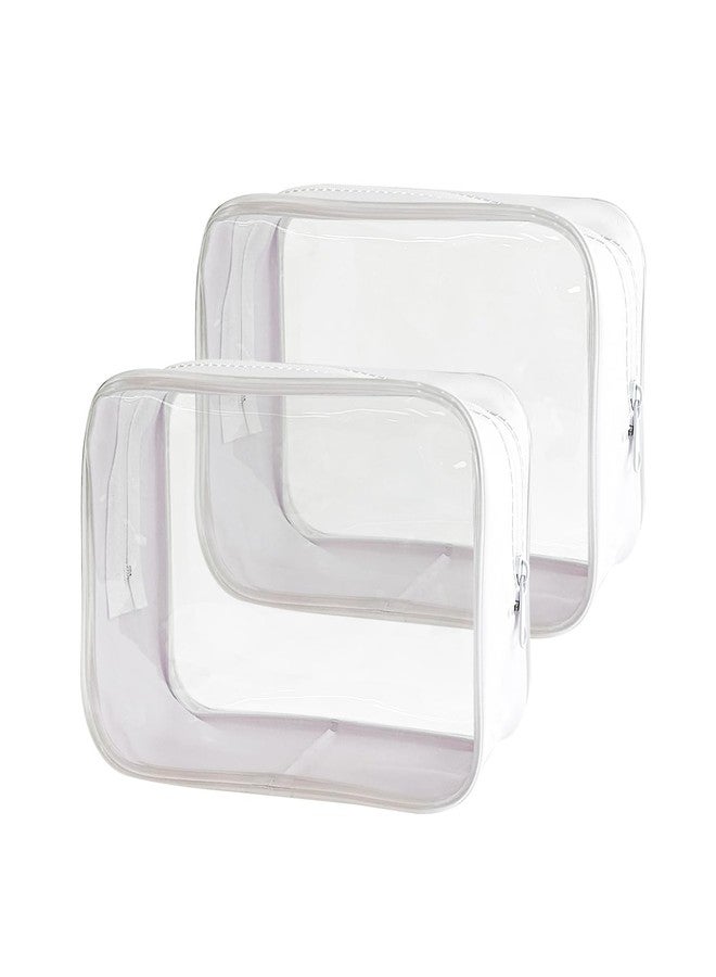 TotePrint Stadium Approved Green Frame Clear Toiletry Bag TSA Approved Clear Organizer Bags Portable Travel Makeup Bags with Zipper for Women, white, Modern - Image 1