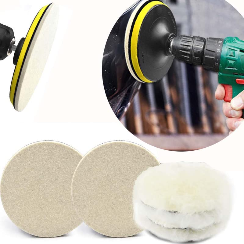 DIY Crafts مجموعة الحرف اليدوية للأعمال اليدوية 1، 4x من اللباد، 4x من الفراء، 1x من الصمولة، 1x من وسادة الدعم، 3 بوصة من اللباد الصوفي للتلميع لعجلة التلميع للحفر، مجموعة تلميع وتلميع باستخدام اللباد الصوفي للحفر (1 مجموعة، 4x من اللباد، 4x من الفراء، 1x من الصمولة، 1x من وسادة الدعم) - Image 1