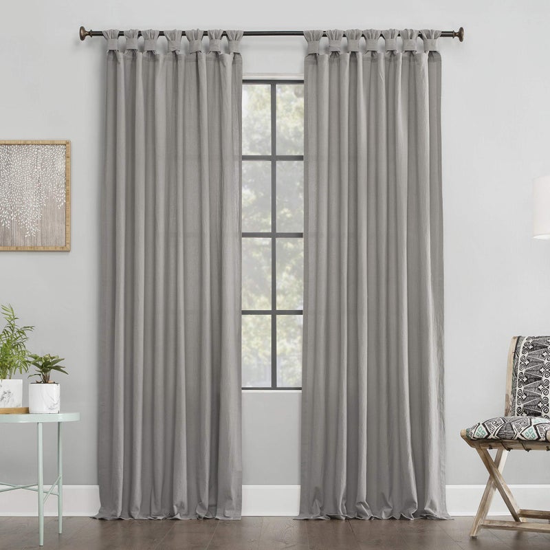 Archaeo Washed Cotton Twist Tab Curtain 52 x 84 Silver Gray