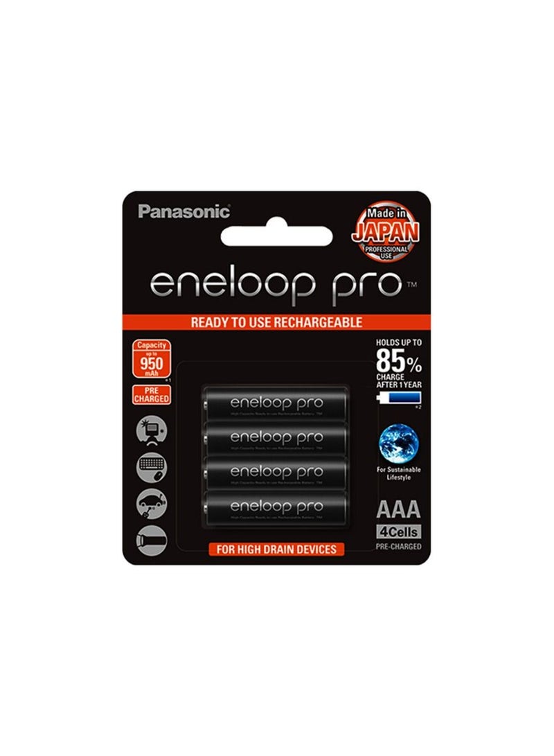 Panasonic Eneloop Pro AAA Pre-Charged Rechargeable Batteries, 4-Pack - Image 1