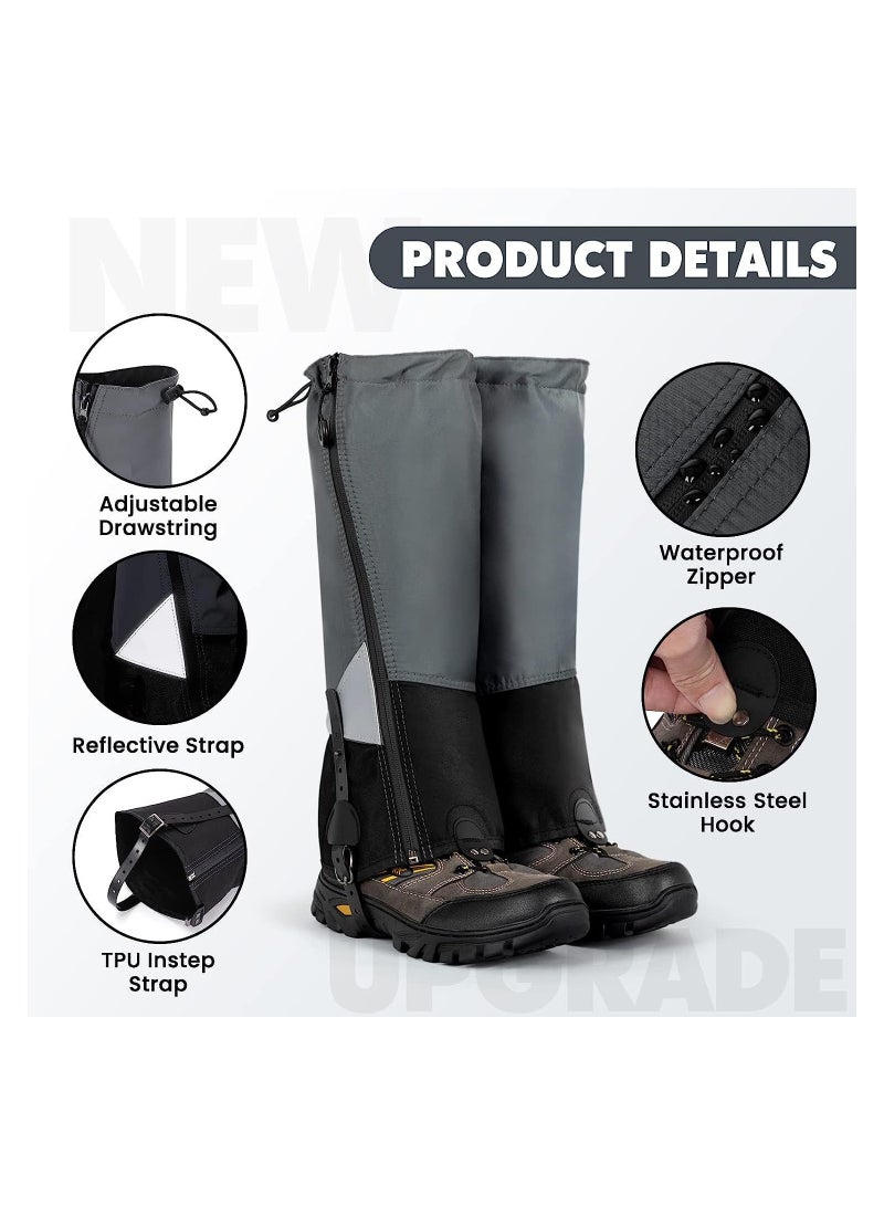SYOSI Waterproof Leg Gaiters for Hiking, Lightweight Breathable Boot Gaiters with Upgraded Zipper Design for Hiking Walking Climbing Hunting Skiing, L - Image 2