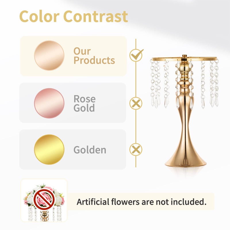 NUPTIO 10 Pcs Versatile Metal Flower Arrangement Stand, 13.8in/35cm Height Elegant Wedding Centerpieces Flower Vase, Crystal Flower Stand for Wedding Party Dinner Event Restaurant Hotel Decoration - Image 4