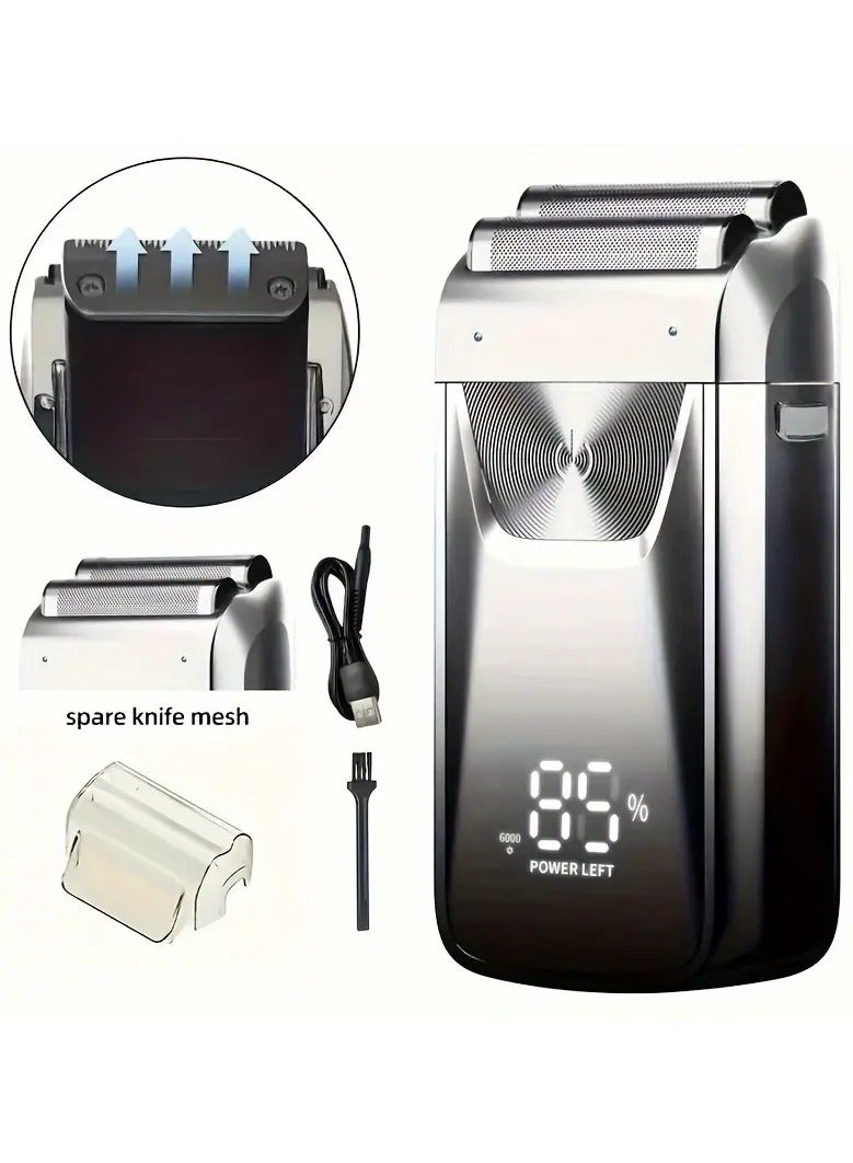 ORiTi Electric Foil And Bald Shavers 2 In 1 Double Shaver For Men Reciprocating Razor And Popup Beard Trimmer With Rechargeable 2 Head Adjustable Speeds Men's Beard Shaver For Hair Cutting - Image 1