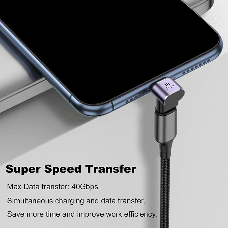 Microware USB C Adapter 90 Degree Angle Up & Down Type C Extender 40Gbps 100w Fast Charging Type C Male 40Gbps USB C Adapter (MMPL-106) - Image 5