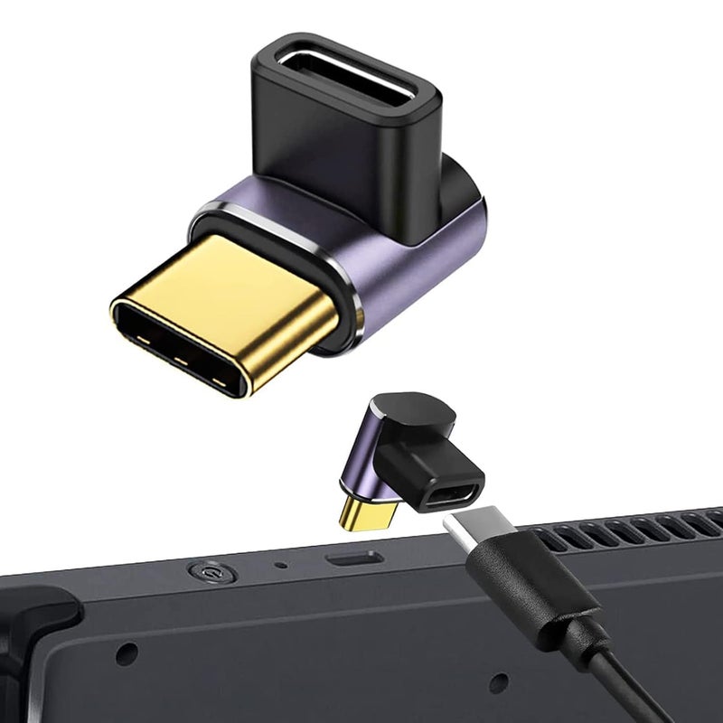 Microware USB C Adapter 90 Degree Angle Up & Down Type C Extender 40Gbps 100w Fast Charging Type C Male 40Gbps USB C Adapter (MMPL-106) - Image 3