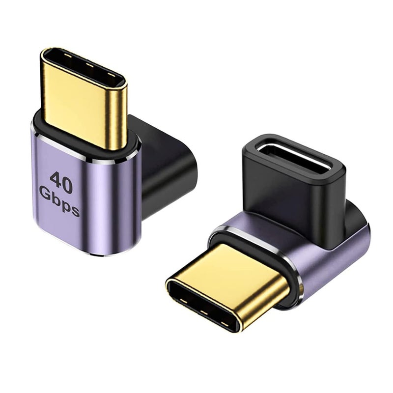 Microware USB C Adapter 90 Degree Angle Up & Down Type C Extender 40Gbps 100w Fast Charging Type C Male 40Gbps USB C Adapter (MMPL-106) - Image 2