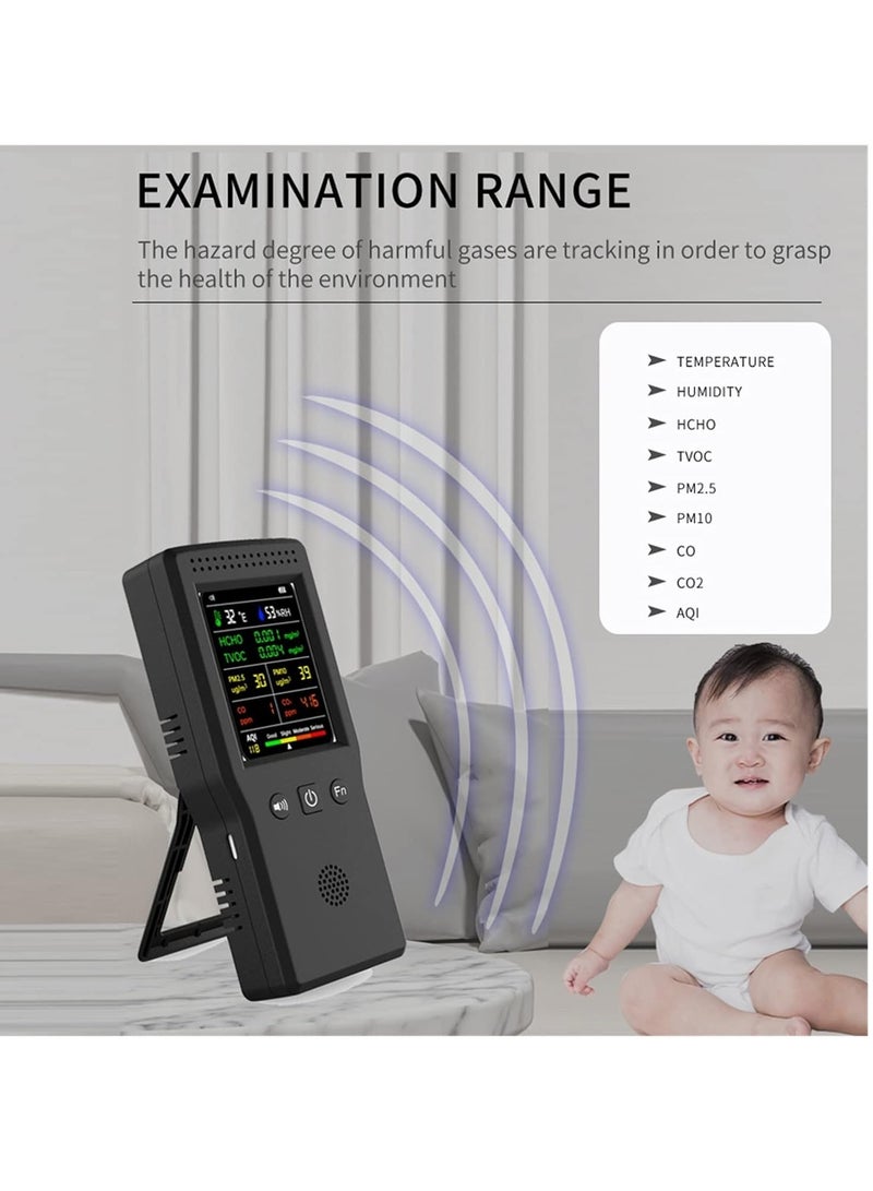 9 in 1 Air Quality Detector LCD Display PM2.5 PM10 HCHO TVOC CO CO2 Temperature and Humidity Multifunctional Air Quality Monitor - Image 3