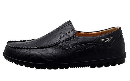 Go Tour Men's Premium Genuine Leather Casual Slip on Loafers Breathable Driving Shoes Fashion Slipper A Black 6.5/38 - Image 5