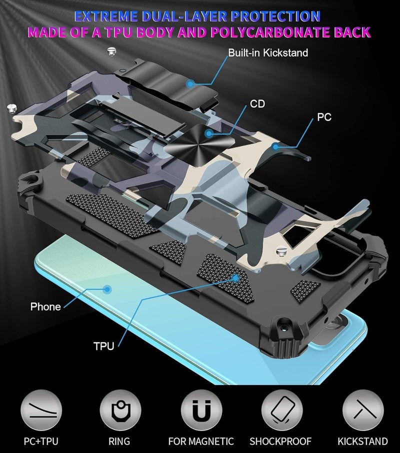 KASTWAVE Case For A13 5G/4G Case, Heavy Duty Shockproof Protection Military Grade Camouflage Built-In Magnetic Kickstand Stand Cover Case For Galaxy A13 5G/4G Case - Image 5