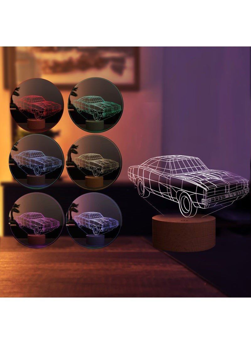 By-Lamp Dodge Charger 1968 LED Night Light Wooden Base 7 Different Light Colors  - Image 2