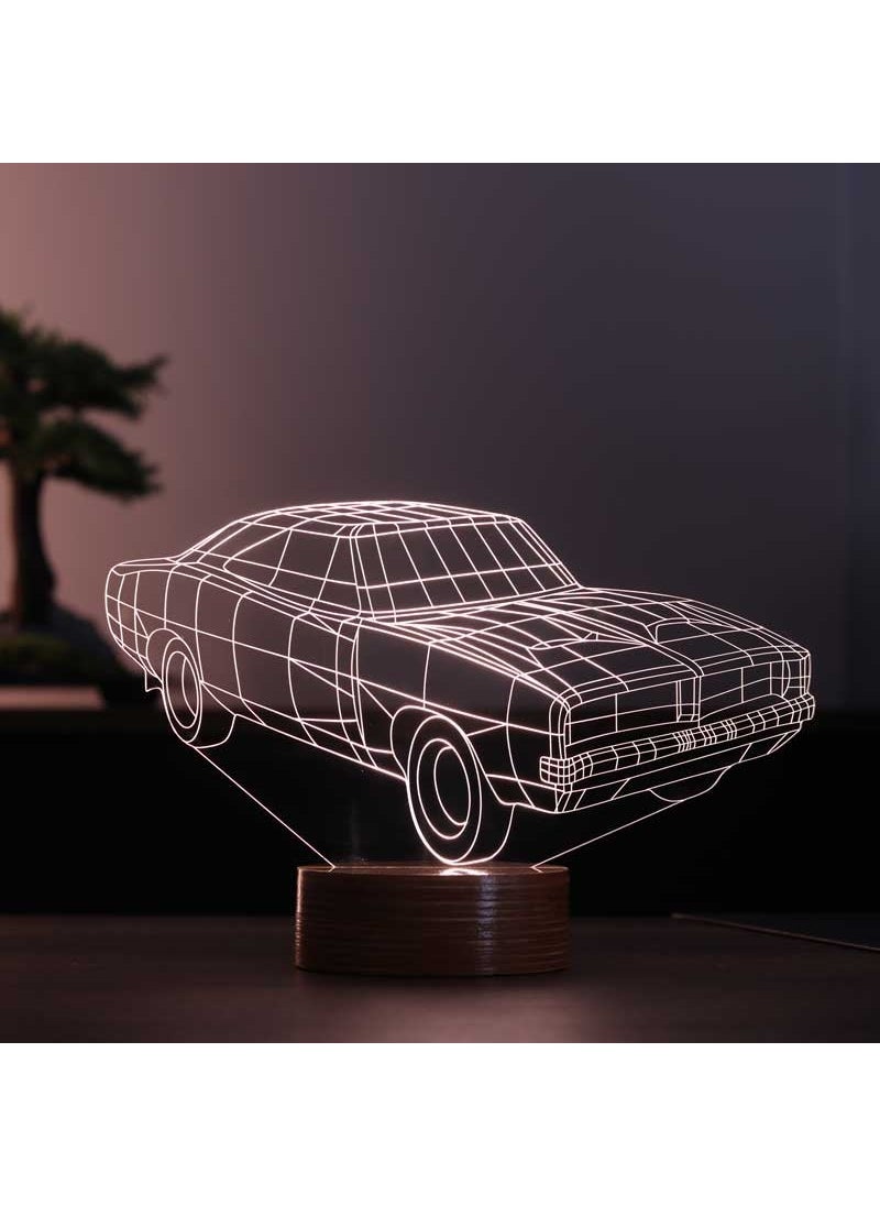 By-Lamp Dodge Charger 1968 LED Night Light Wooden Base 7 Different Light Colors  - Image 1