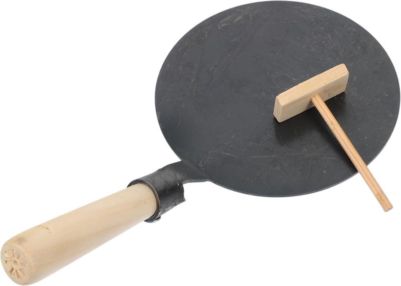 Nonstick Pancake Pan and Mini Crepe Skillet with 13cm Wooden Handle Flat Cooking Pan for Breakfast Practical Non-stick Frying Set with Wooden Spreader for Home Kitchen - Image 1