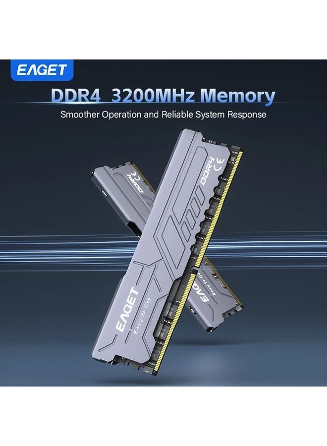 Eaget 8GB DDR4 3200Mhz ذاكرة الوصول العشوائي لسطح المكتب بلون فضي أبيض مع مشتت حراري للذاكرة المخصصة للألعاب - Image 3