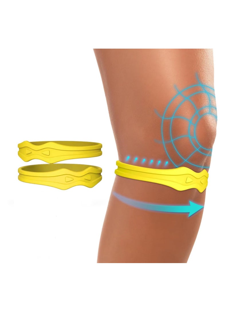SYOSI Knee Strap Patella Support Knee Band for Patellar Tendon Pain Relief - Knee Brace for Tendonitis Jumpers Running Sports Basketball Men Women 2 Packs (Yellow) - Image 1