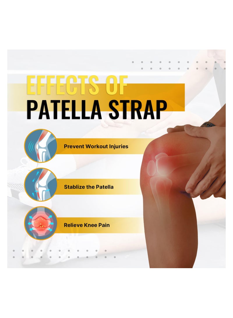SYOSI Knee Strap Patella Support Knee Band for Patellar Tendon Pain Relief - Knee Brace for Tendonitis Jumpers Running Sports Basketball Men Women 2 Packs (Yellow) - Image 2