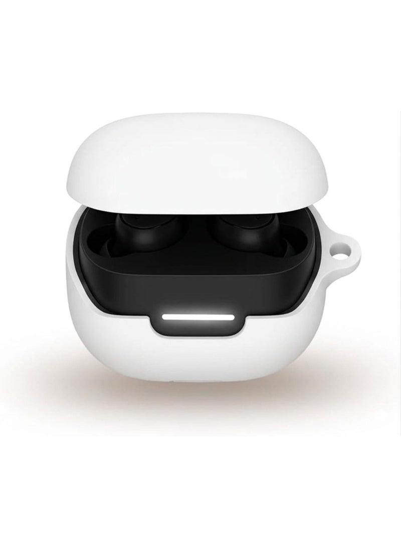 Fekra Silicon Case Cover Compatible with soundcore by Anker Liberty 4 NC Wireless Earbuds, Protective Skin with Carabiner, with Hole for Charging, White - Image 2