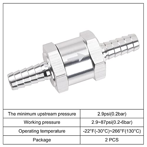 EVIL ENERGY 5/16" Fuel Check Valve One Way Inline Non Return Diesel Gasoline Silver(8mm OD,2PCS) - Image 4
