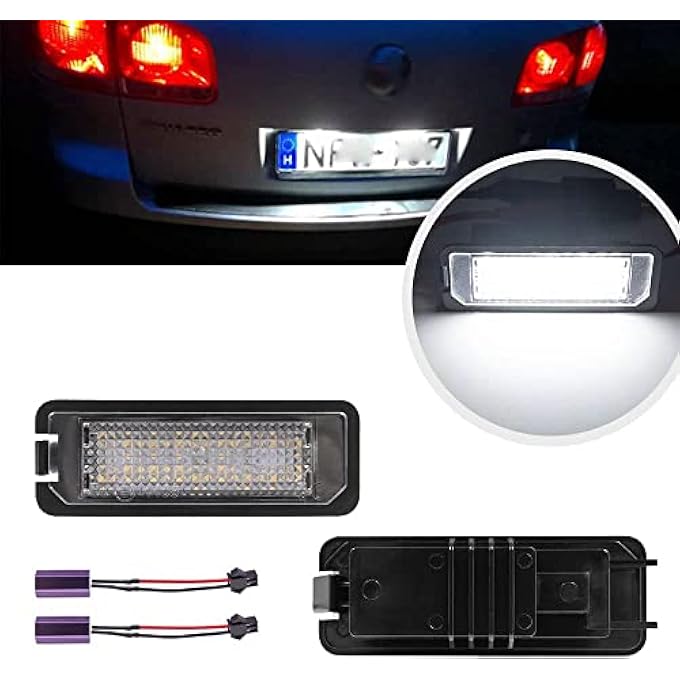 Mingrui test 2Pcs Led License Plate Lights Number Lamp For Mk5 Gti Mk6 Mk7 Golf 5 Glof 6 Golf 7 New Beetle Passat Cc Rabbit Eos Phaeton Polo Lupo Powered By Xenon White Led With CanBus Error Free - Image 1