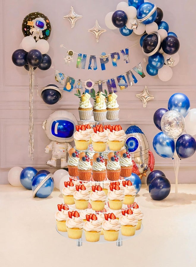 جوسالفا حامل كب كيك كبير من 5 طبقات من الأكريليك من جوسالفا، حامل كعكة زفاف دائري / برج كب كيك / حامل حلويات / طبق تقديم معجنات / حامل عرض طعام (5RF) - Image 4