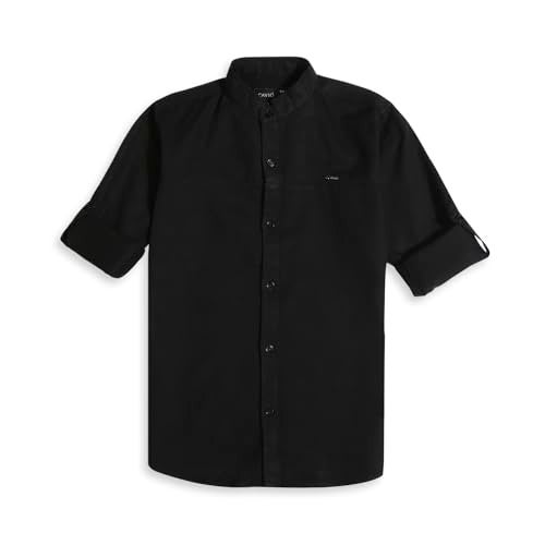 CAVIO Boys Black Regular Fit Solid Casual Cotton Shirt - Image 1