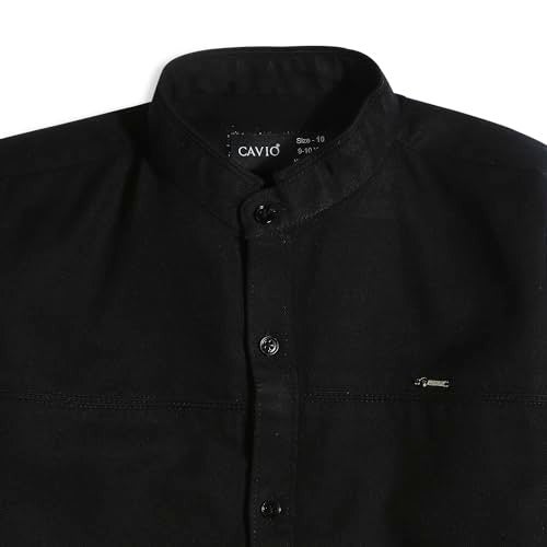 CAVIO Boys Black Regular Fit Solid Casual Cotton Shirt - Image 3