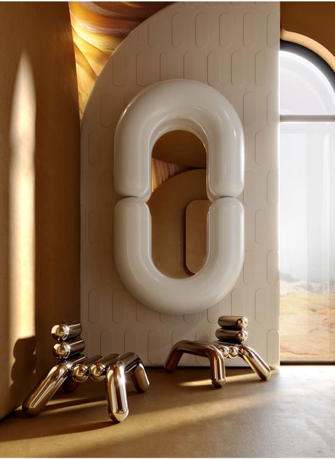 Zodiac Mirror Nelly Velvet Wall Mirror Leaning Against Wall Large Irregular Bedroom Mirror Floor Mirror Dressing Mirror Wall Mounted Mirror Offwhite Colour Size 65x45cm Type A