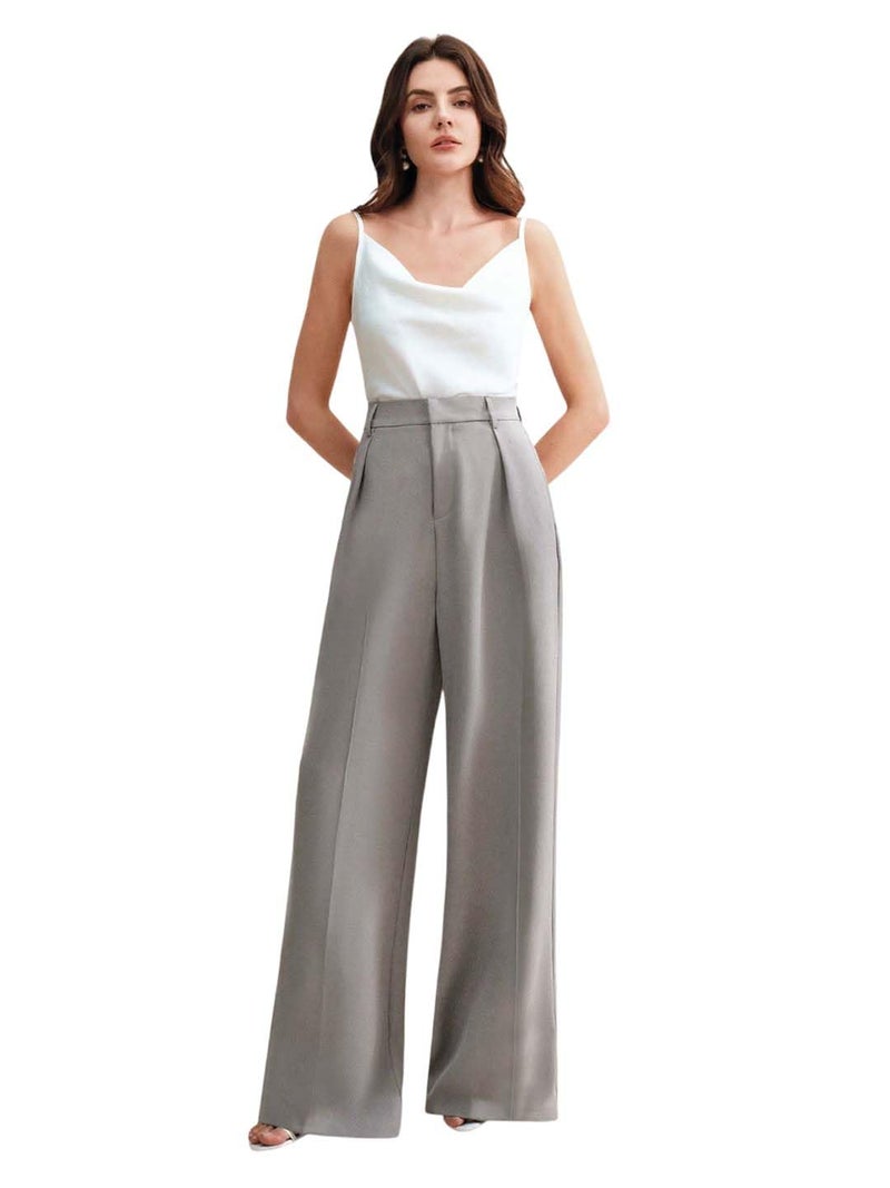 KOTTY Women's TR Fabric Muddy Grey Wide Leg Trousers(Grey,30)_KTTWOMENSPANT842L - Image 1