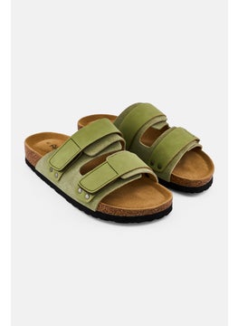 Algspar Men Velcro Closure Cork Sandals, Faded Olive  - Image 1