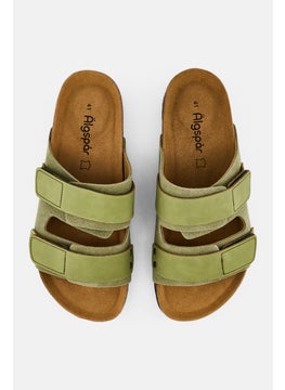 Algspar Men Velcro Closure Cork Sandals, Faded Olive  - Image 2