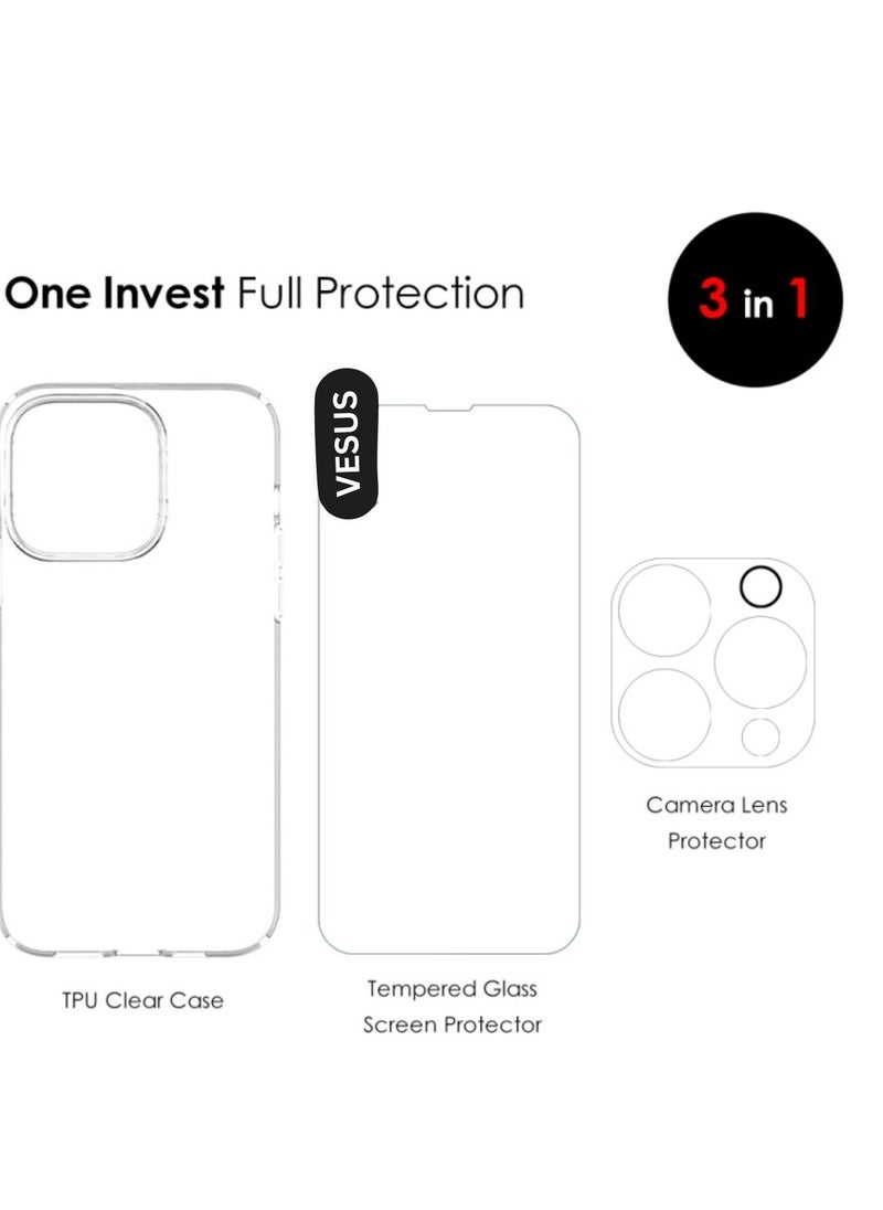 vesus For iphone 16 Case,Clear Cover with 1Pcs Screen Protector 1Pcs Lens Protector,Cleaning Kit,Shockproof Case Military Grade Protection Bumper Case Cover for iPhone 16 (Transparent)  - Image 3