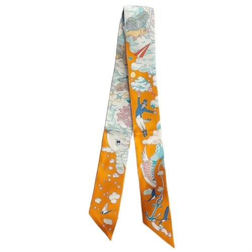 COtheSumay 100% Mulberry Silk Scarf for Handbags,Bags, and Purses,1 Pcs 2"x35" Hair Ribbon Skinny Neck Scarves for Women - Image 1
