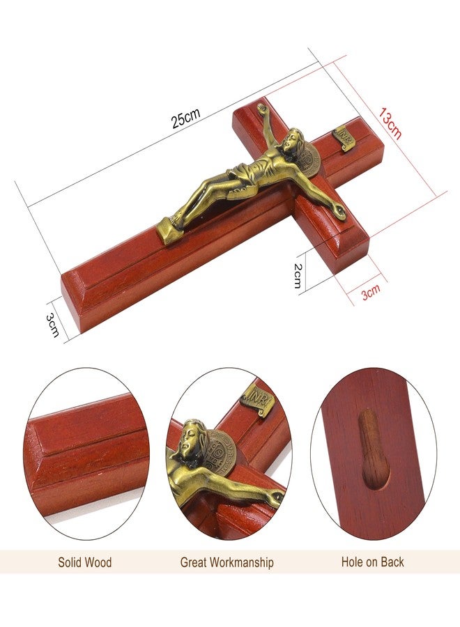 KOMI 10 Inch Crucifix Wall Cross Wooden Jesus Christ Crucifix Cross Catholic Hanging Wall Decor Catholic Gifts for Men Women - Image 2