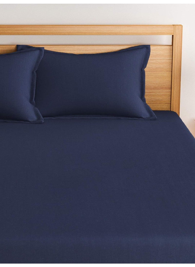 bevi Bevi-Home Microfiber 144 TC Solid Single Bedsheet with Pillow Cover Size (60x90) and Pillow Cover Size (18x28). (Single, Navy Blue)  - Image 3
