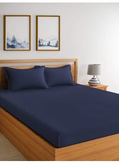 Bevi-Home Microfiber 144 TC Solid Single Bedsheet with Pillow Cover Size (60x90) and Pillow Cover Size (18x28). (Single, Navy Blue)