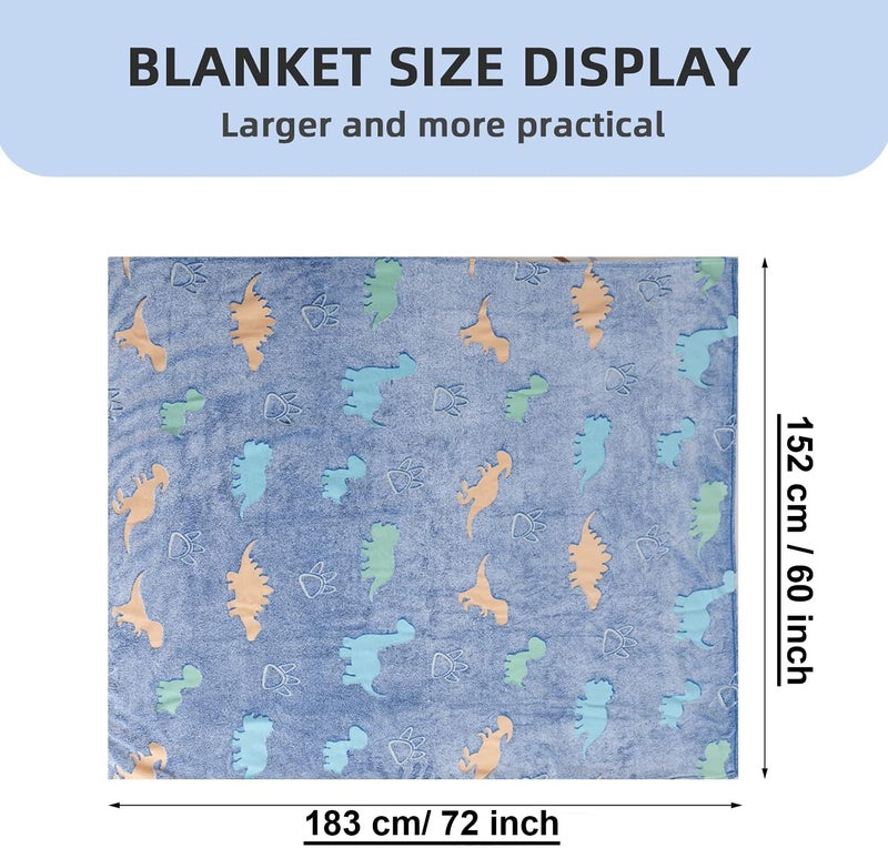 EXILOM بطانية تتلألأ في الظلام للأطفال، 200x152 سم، هدايا يونيكورن للفتيات، بطانيات ناعمة للأطفال لعيد الميلاد أو عيد الميلاد، بطانية دافئة ومريحة لجميع الفصول، هدية مثالية للأولاد والبنات (زرقاء) - Image 4