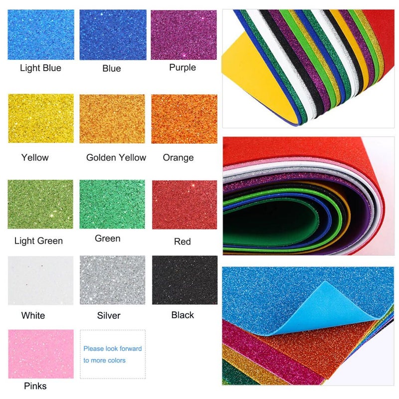 Blue Glitter Foam Sheets 15.75 Inch by 23.62 Inch Sparkle Craft Paper for Christmas Classroom Bulletin Board Wedding Decor Cutout - Image 2