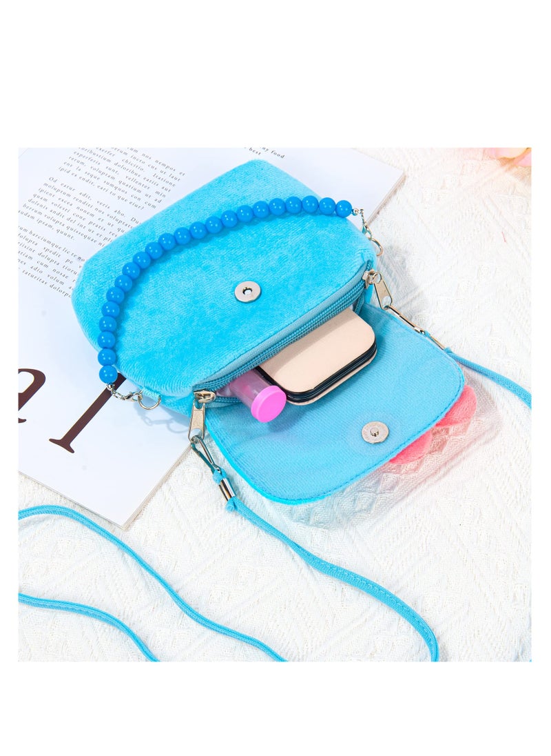 KASTWAVE - Kids Jewelry Set, Flower Crossbody Bag Purse Gift, Children Blue Handbag with Butterfly Necklace Bracelet Rings Earrings, Princess Role Play Dress Up Jewelry Accessories Party Favors - Image 1