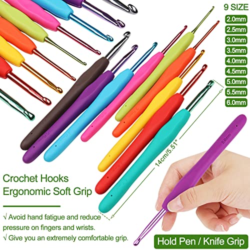 Coopay 58 Piece Crochet Kit with Yarn and Knitting Accessories Set, Cute Knitting Kit for Beginners Include Soft Grip Crochet Hooks, Lace Crochet Needles, Crochet Yarn Balls, Cable Needles & More - Image 5