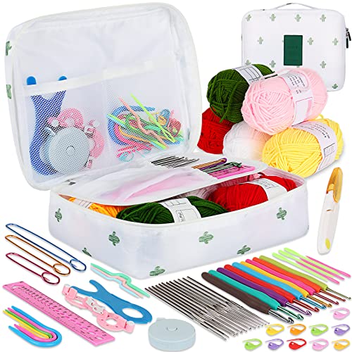 Coopay 58 Piece Crochet Kit with Yarn and Knitting Accessories Set, Cute Knitting Kit for Beginners Include Soft Grip Crochet Hooks, Lace Crochet Needles, Crochet Yarn Balls, Cable Needles & More - Image 1