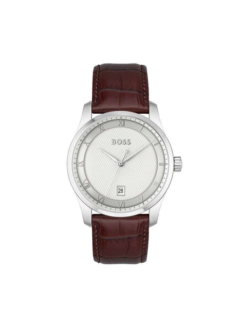 HUGO BOSS - Round Analog Men's Silver/White Case Wrist Watch - 1514114 - Image 1