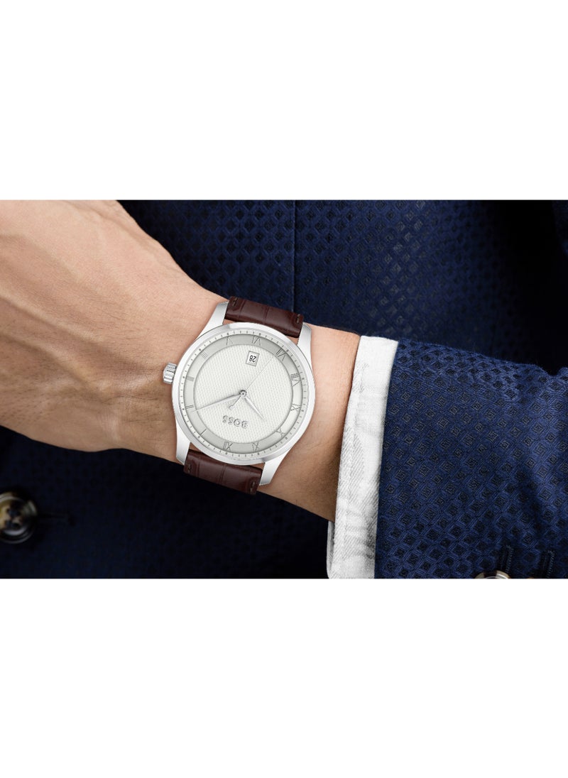HUGO BOSS - Round Analog Men's Silver/White Case Wrist Watch - 1514114 - Image 1
